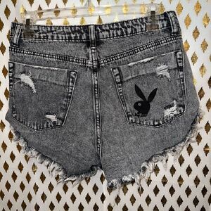 Signature 8 black acid wash distressed denim shorts high waist 5 button size M p